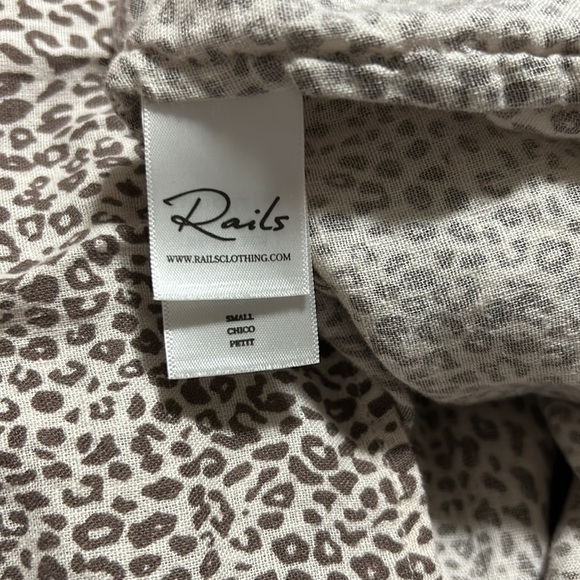 RAILS Angelina Sand Cheetah Brown White Animal Print Blouson Linen Sz S - Picture 10 of 12